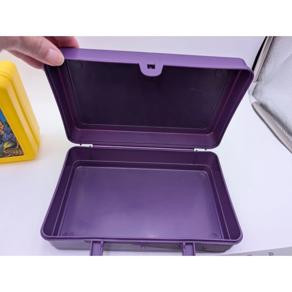Whirley Industries Pizza Plus Yellow‎ Purple Pencil Case Lunch Box Kids Meal Lot